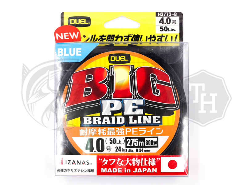 images/product/สาย PE  DUEL BIG PE BRAID LINE PE4(50LB)ม้วน 300 หลา สีน้ำเงิน/DUEL-BIG-PE4B-275m 1.jpg